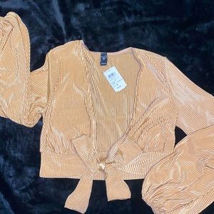 Windsor long sleeve tie front top, champagne, size medium, new with tags.